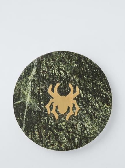 John Lewis Spider Brass Inlay Marble Coaster, Green, Green