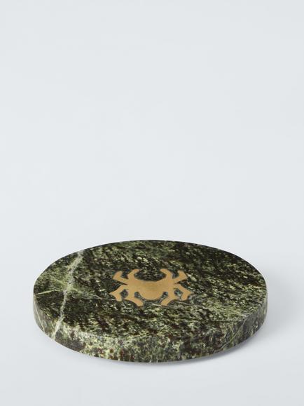 John Lewis Spider Brass Inlay Marble Coaster, Green - view 2, Green