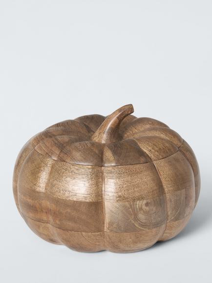 John Lewis Pumpkin Mango Wood Bowl & Lid, 25cm, Natural, Natural Natural