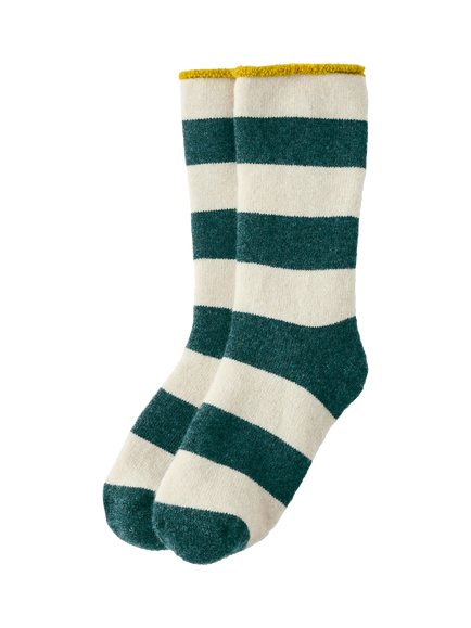 Christy Striped Merino Wool Lounge Socks, Dark Teal, Dark Teal