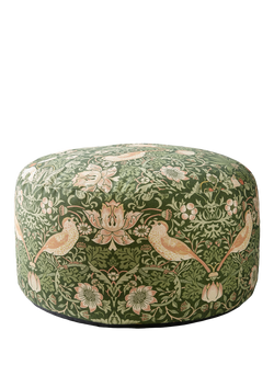 William Morris At Home Strawberry Thief Pouffe, Nettle, Nettle