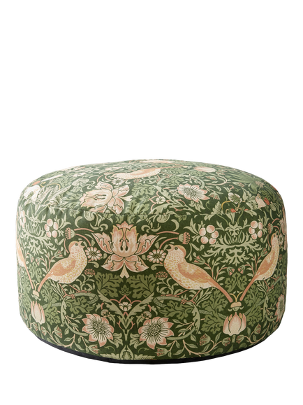 William Morris At Home Strawberry Thief Pouffe, Nettle, Nettle