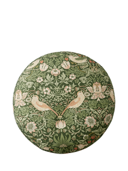 William Morris At Home Strawberry Thief Pouffe, Nettle - view 2, Nettle