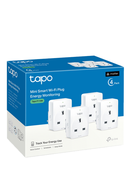 TP-Link Tapo P110M Mini Smart Wi-Fi Plug, Pack of 4, White - view 2, White