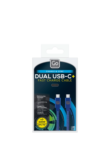 Go Travel 100w USB-C Fast Charge Cable, Grey