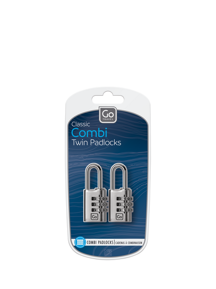 Go Travel Combination Luggage Padlock, Pack of 2, Grey