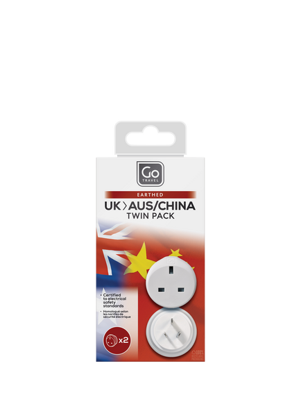 Go Travel UK - AUS/CHINA Travel Adapter, Pack of 2, Grey