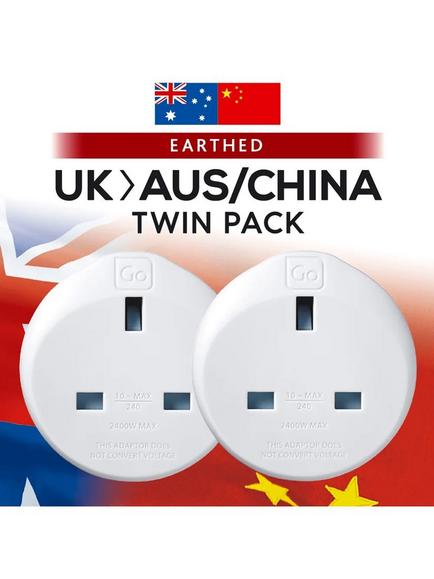 Go Travel UK - AUS/CHINA Travel Adapter, Pack of 2 - view 2, Grey