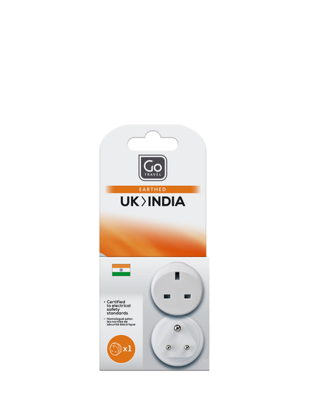 Go Travel UK - INDIA Travel Adapter, Grey