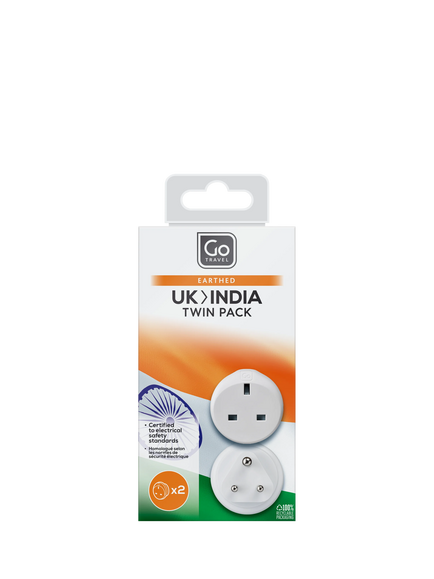 Go Travel UK - INDIA Travel Adapter, Pack of 2, Grey