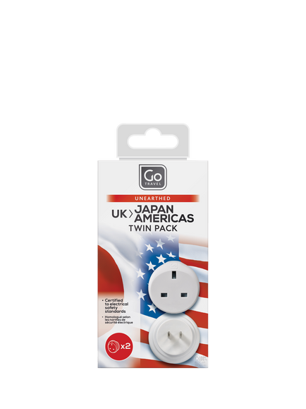 Go Travel UK - JAPAN/AMERICAS Travel Adapter, Pack of 2, Grey