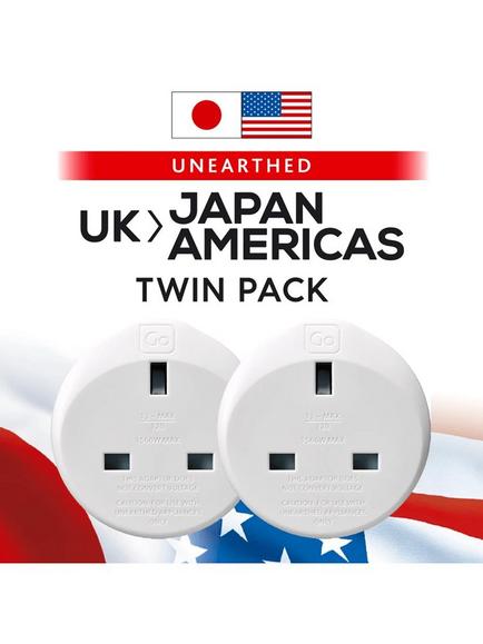 Go Travel UK - JAPAN/AMERICAS Travel Adapter, Pack of 2 - view 2, Grey