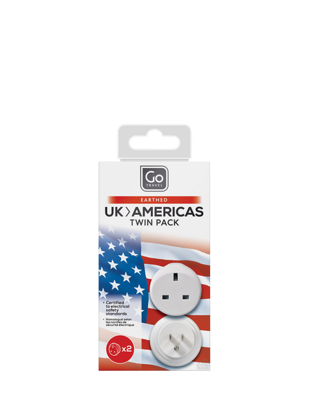 Go Travel UK - AMERICAS Travel Adapter, Pack of 2, Grey