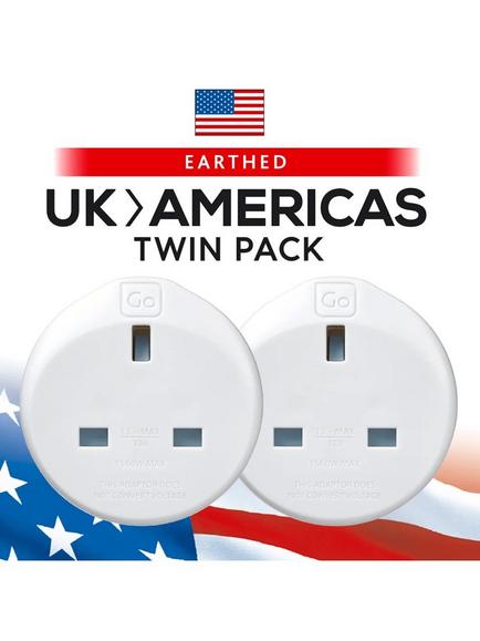 Go Travel UK - AMERICAS Travel Adapter, Pack of 2 - view 2, Grey