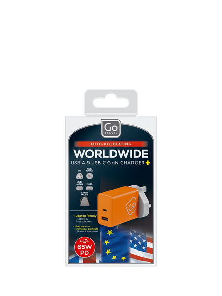 Go Travel Worldwide USB-A and USB-C GaN Charger +, Grey