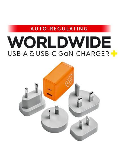 Go Travel Worldwide USB-A and USB-C GaN Charger + - view 2, Grey