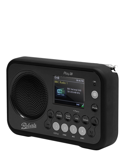 Roberts Play 20 DAB/DAB+/FM Bluetooth Portable Digital Radio - view 2, Black