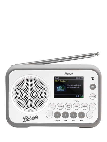 Roberts Play 20 DAB/DAB+/FM Bluetooth Portable Digital Radio, White