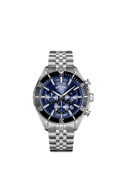 Rotary RGB10013/05 Men's Apex100 Chronograph Bracelet Strap Watch, Silver, Silver