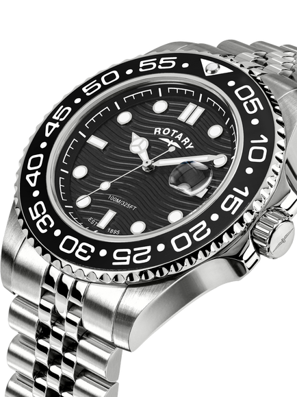 Rotary RGB10015/04 Men's APEX100 Round Bracelet Strap Watch, Silver - view 2, Silver