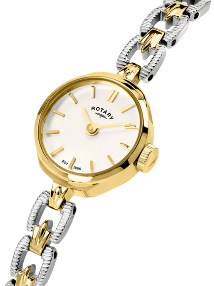Rotary RLB10003/70 Women's 1895 Two Tone Bracelet Strap Watch, Silver / Gold - view 2, Silver / Gold