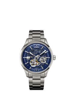 Rotary RGB10073/05 Men's Greenwich Strata Round Bracelet Strap Watch, Silver, Silver