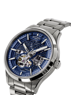 Rotary RGB10073/05 Men's Greenwich Strata Round Bracelet Strap Watch, Silver - view 2, Silver