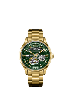 Rotary RGB10074/24 Men's Greenwich Strata Round Bracelet Strap Watch, Gold, Gold