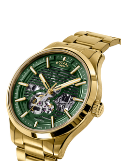 Rotary RGB10074/24 Men's Greenwich Strata Round Bracelet Strap Watch, Gold - view 2, Gold