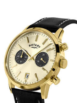 Rotary RGS10068/03 Men's 1895 Chronograph Leather Strap Watch, Gold - view 2, Gold