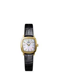 Rotary RLS10046/41 Women's Heritage Astoria Square Leather Strap Watch, Gold, Gold
