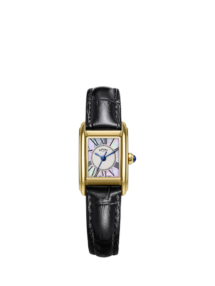 Rotary RLS10052/41 Women's Heritage Astoria Square Leather Strap Watch, Gold, Gold