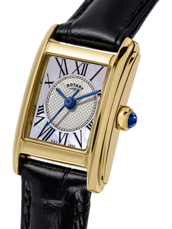 Rotary RLS10052/41 Women's Heritage Astoria Square Leather Strap Watch, Gold - view 2, Gold