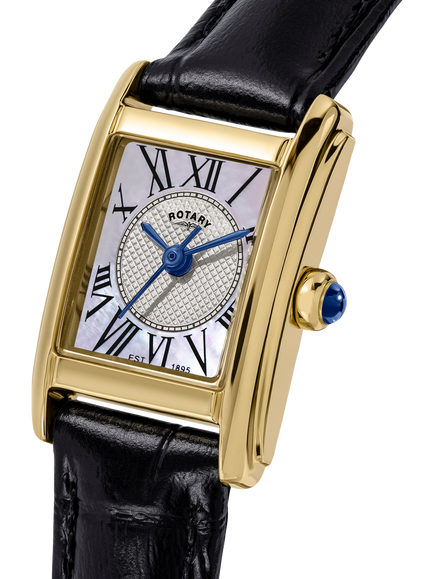 Rotary RLS10052/41 Women's Heritage Astoria Square Leather Strap Watch, Gold - view 2, Gold