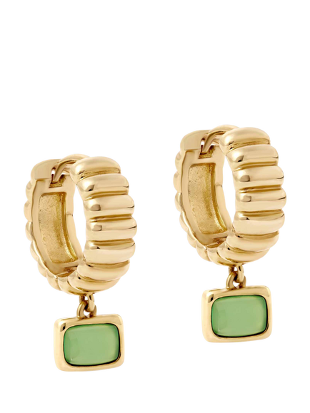 Astley Clarke Chalcedony Drop Huggie Hoop Earrings, Gold, Gold