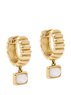 Astley Clarke Pearl Drop Huggie Hoop Earrings, Gold, Gold