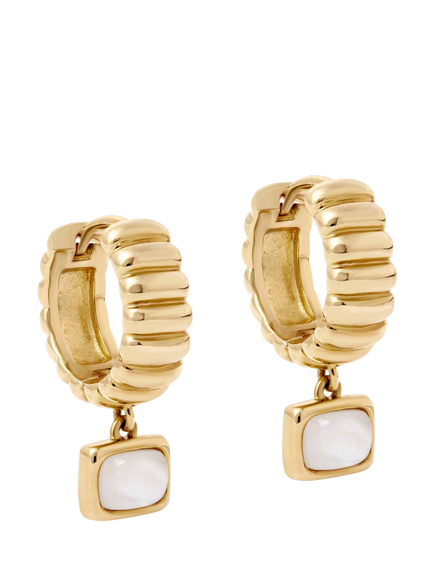 Astley Clarke Pearl Drop Huggie Hoop Earrings, Gold, Gold