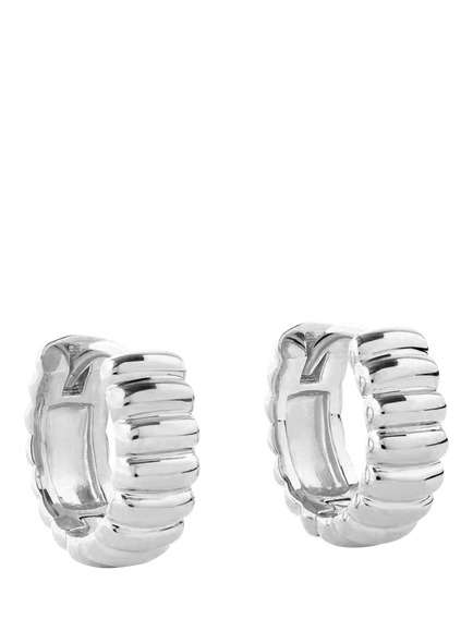 Astley Clarke Aurora Ridge Huggie Hoop Earrings, Silver, Silver