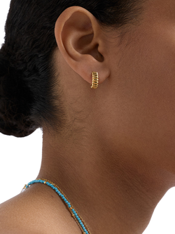 Astley Clarke Aurora Ridge Huggie Hoop Earrings, Gold - view 2, Gold