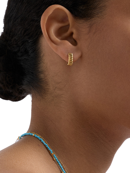 Astley Clarke Aurora Ridge Huggie Hoop Earrings, Gold - view 2, Gold