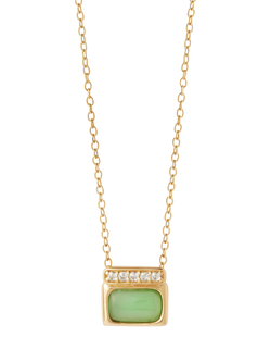 Astley Clarke Aurora Ridge Square Pendant Necklace, Gold/Green Chalcedony