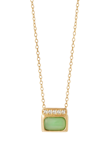Astley Clarke Aurora Ridge Square Pendant Necklace, Gold/Green Chalcedony
