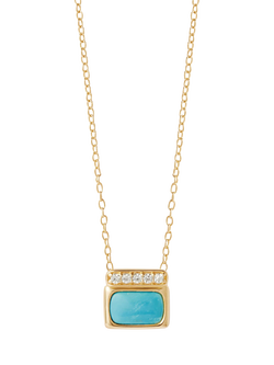 Astley Clarke Aurora Ridge Square Pendant Necklace, Gold/Turquoise