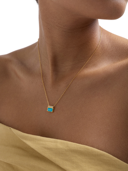Astley Clarke Aurora Ridge Square Pendant Necklace - view 2, Gold/Turquoise