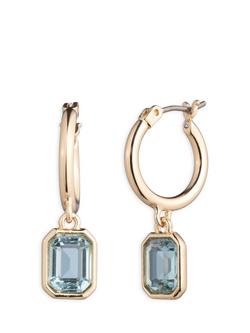 Lauren Ralph Lauren Posey Crystal Stone Hoop Earrings, Gold/ Aqua, Gold/ Aqua