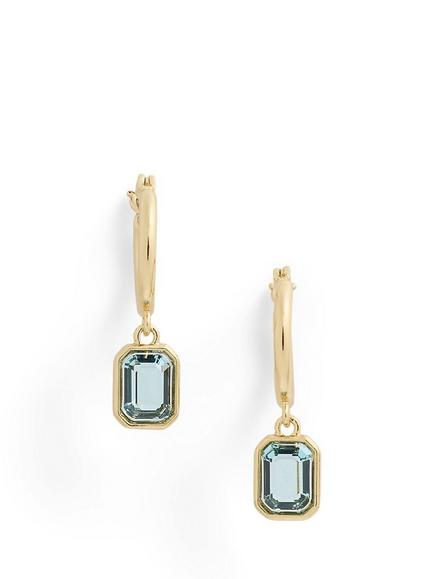 Lauren Ralph Lauren Posey Crystal Stone Hoop Earrings, Gold/ Aqua, Gold/ Aqua