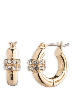 Lauren Ralph Lauren Lindella Pave Hoop Earrings, Gold/ Clear, Gold/ Clear