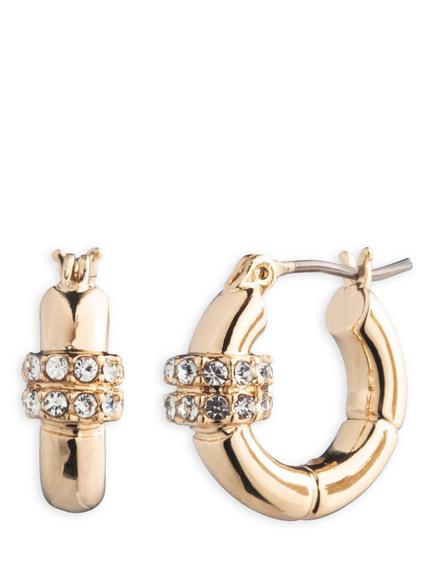 Lauren Ralph Lauren Lindella Pave Hoop Earrings, Gold/ Clear, Gold/ Clear