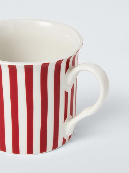 John Lewis Candy Cane Porcelain 2 Mug & Tray Set, 260ml, Red/White - view 2, Multi
