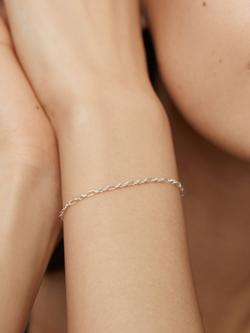 Monica Vinader Textured Link Chain Bracelet, Silver - view 2, Silver